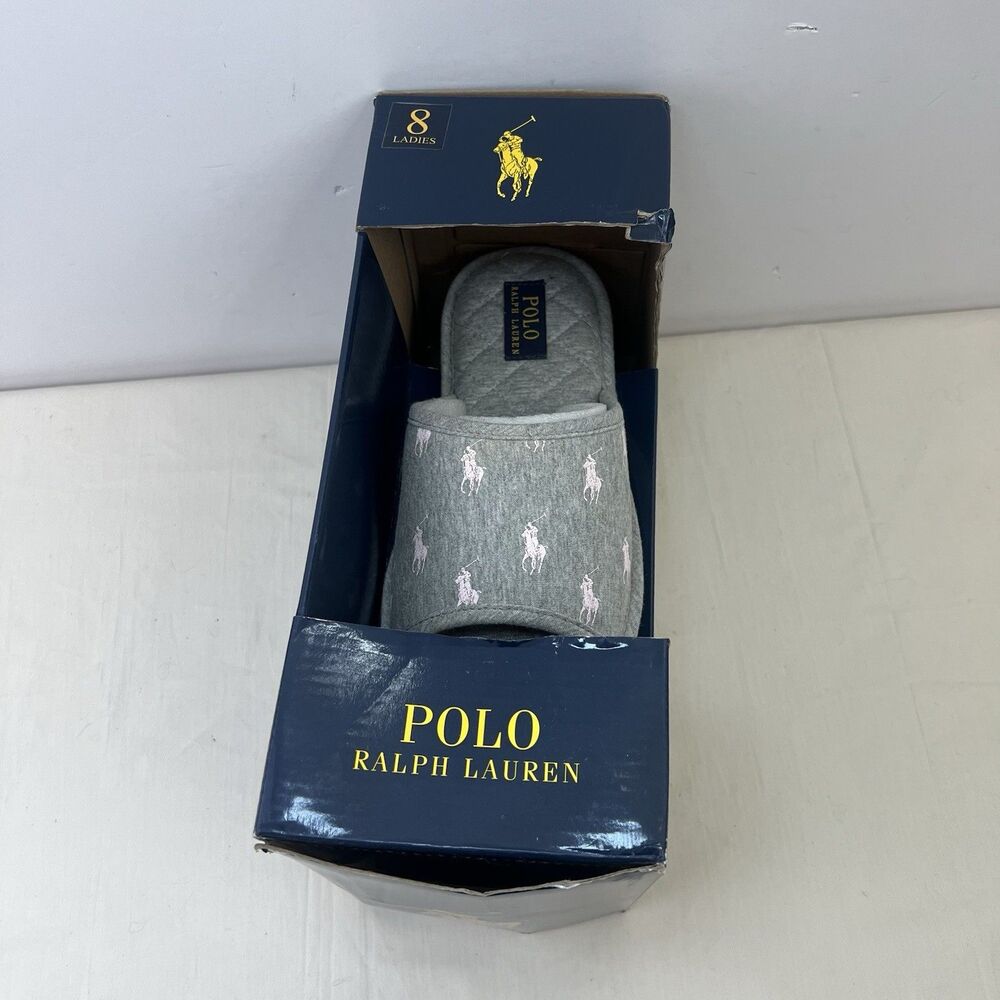 Polo Ralph Lauren Slippers Womens Size 8 Gray Open Toe Memory Foam Antero Slide - Picture 4 of 7